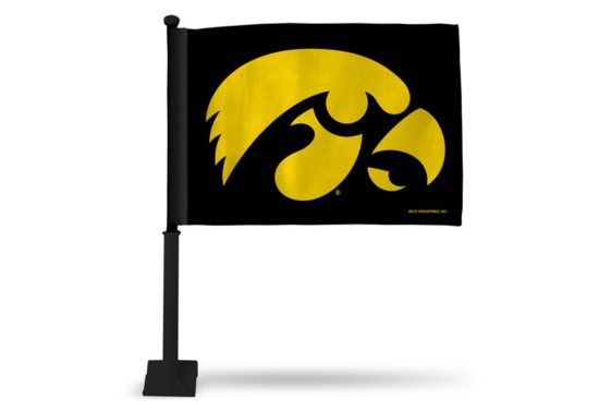 Iowa Hawkeyes Black Car Flag (Black Pole)