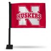 Nebraska Huskers Car Flag (Black Pole)