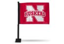 Nebraska Huskers Car Flag (Black Pole)