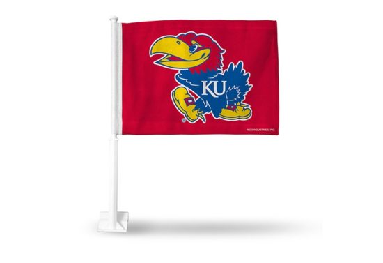 Kansas Jayhawk Red Car Flag