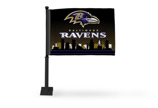 RAVENS CAR FLAG WITH COLORED POLE (BLACK POLE)