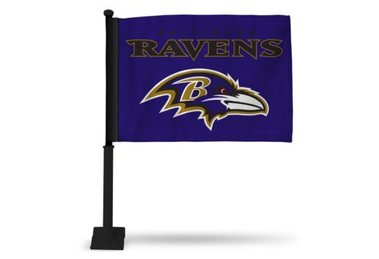 RAVENS CAR FLAG - BLACK POLE