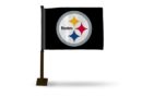 STEELERS "CICLE LOGO" CAR FLAG (BLACK POLE)