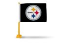 STEELERS CAR FLAG WITH COLORED POLE (GOLD POLE)