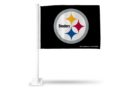 STEELERS CIRCLE LOGO ON BLACK CAR FLAG