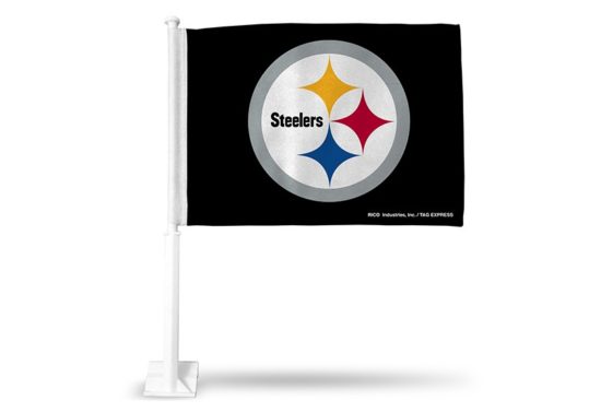 STEELERS CIRCLE LOGO ON BLACK CAR FLAG