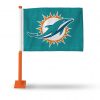 MIAMI DOLPHINS CAR FLAG WITH COLORED POLE(ORANGE POLE)