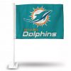 DOLPHINS LOGO/WORDMARK CAR FLAG TEAL BACKGROUND