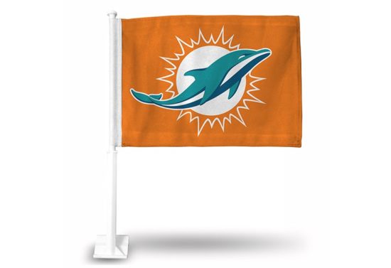 DOLPHINS LOGO ONLY CAR FLAG ORANGE BACKGROUND