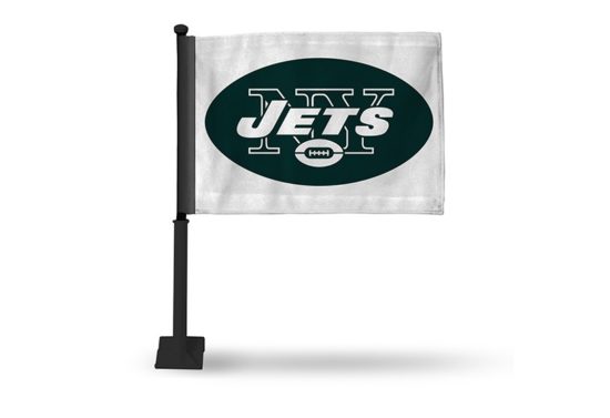 NY JETS CAR FLAG (BLACK POLE)