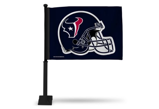 HOUSTON TEXANS BLUE CAR FLAG-BLACK POLE