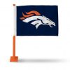 BRONCOS CAR FLAG WITH COLORED POLE (ORANGE POLE)