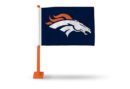 BRONCOS CAR FLAG WITH COLORED POLE (ORANGE POLE)