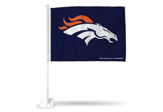 BRONCOS HORSE HEAD ON NAVY CAR FLAG