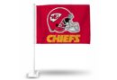 KC CHIEFS HELMET ON RED BACKGROUND CAR FLAG