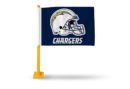 LOS ANGELES CHARGERS CAR FLAG WITH COLORED POLE (GOLD POLE)