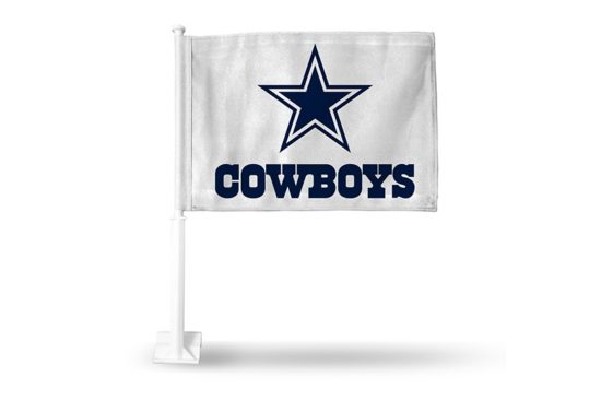 DALLAS COWBOYS WHITE WITH PRIMARY LOGO AND WORDMARK CAR FLAG