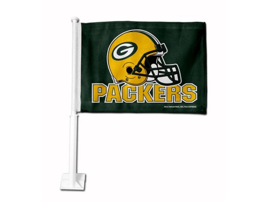 PACKERS HELMET GREEN BKG CAR FLAG